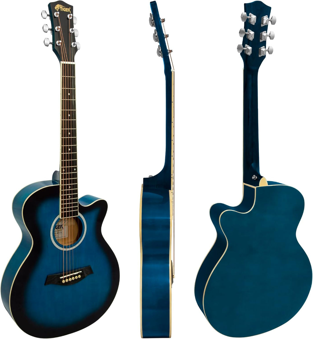 TIGER ACG1-BL34 3/4 Akustikgitarre, mit Stahlsaiten bespannte Small Body Akustikgitarre für das Alte