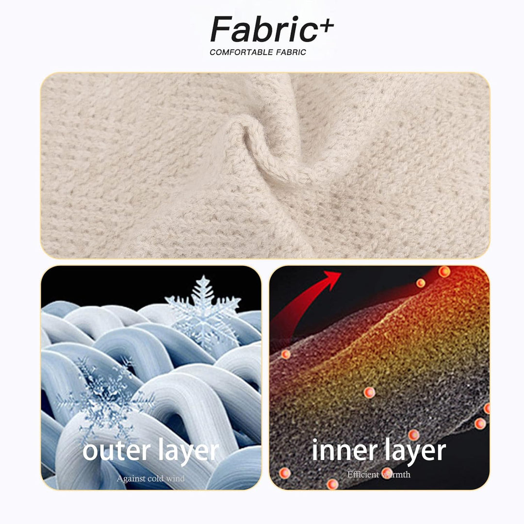 Damen Bommelmütze, Schals, Handschuhe, Set, Thermo, Winter, warm, Strickmütze, Halswärmer und Touchs
