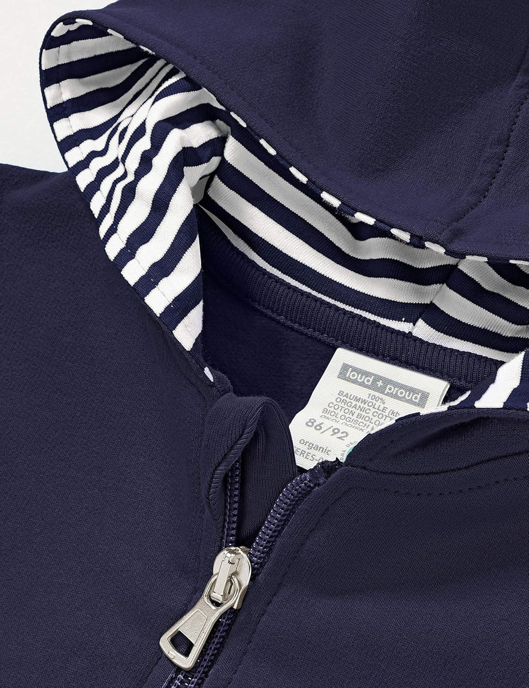 loud + proud Unisex Kinder Kapuzenjacke, GOTS Zertifiziert Jacke, 62-68 Navy