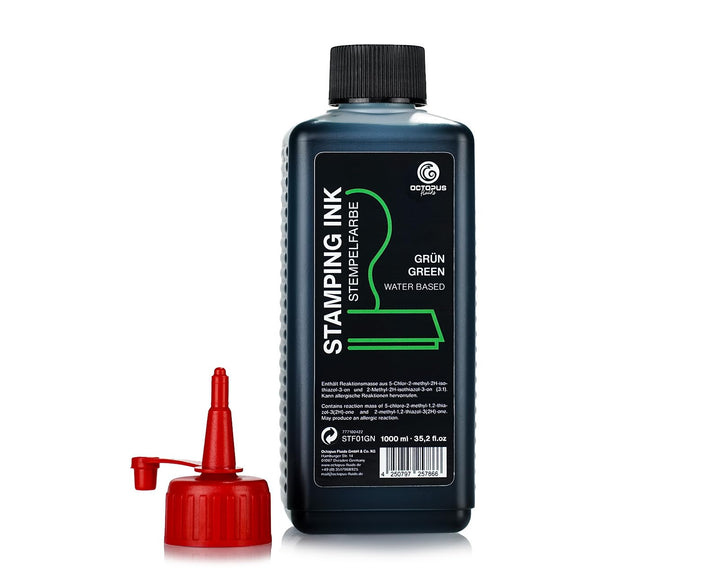 Octopus Stempelfarbe zum Nachtränken von Stempelkissen und Stempelautomaten, 1000ml, Grün ohne Öl? G