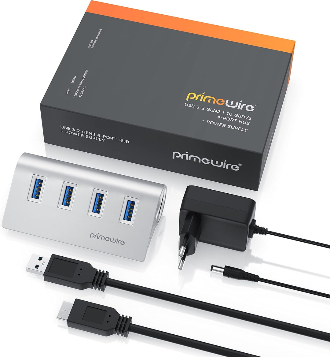 CSL - USB 3.0 Hub aktiv - 10 Gbps - 4-Port - USB Adapter, USB Verteiler, Kompatibel mit Desktop-PCs,