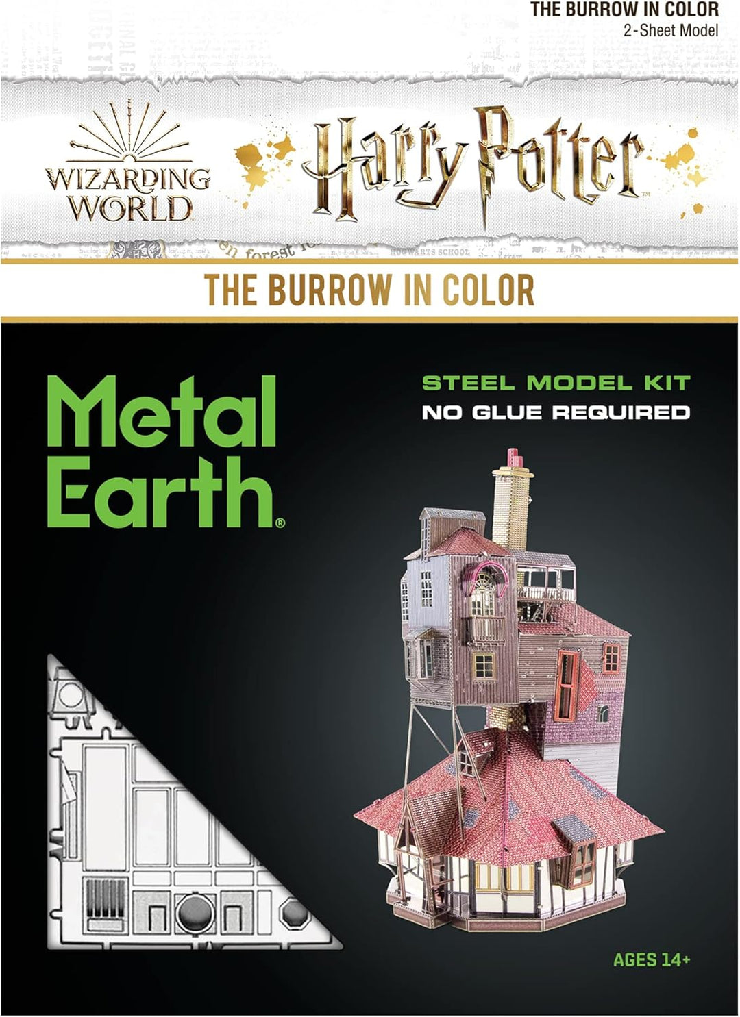 Fascinations MMS476 Metal Earth Metallbausätze - Harry Potter Fuchsbau The Burrow, lasergeschnittene