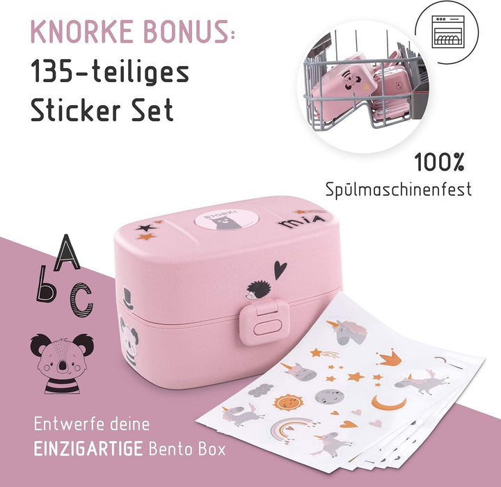 BJORKI® Bento Box für Kinder inkl. BONUS Namensticker - Auslaufsichere Lunchbox mit Fächern - Nachha