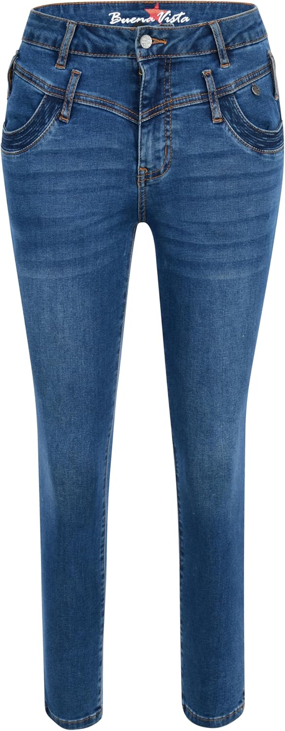 Buena Vista Damen Jeans Florida 7/8 Cozy Denim (S, Dark Stone)