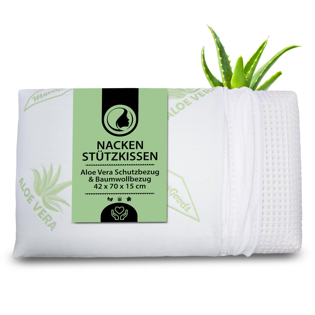orthopädisches Kissen, Nackenstützkissen aus Visco Gelschaum mit Aloe Vera Schutzbezug &amp; Innenbezug