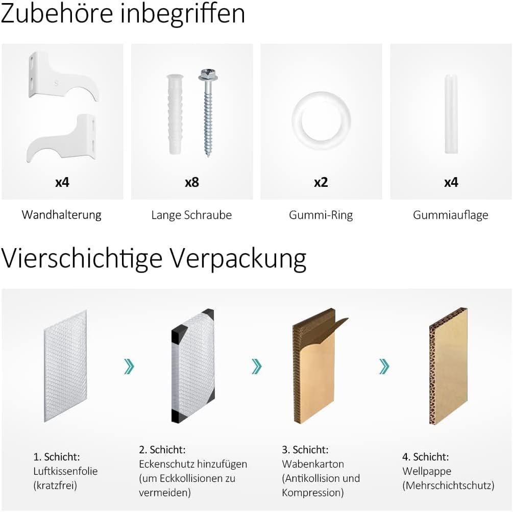 EMKE Design Heizkörper Flach, 630x616 mm Horizontal Flachheizkörper mit Seitenanschluss, Doppellagig
