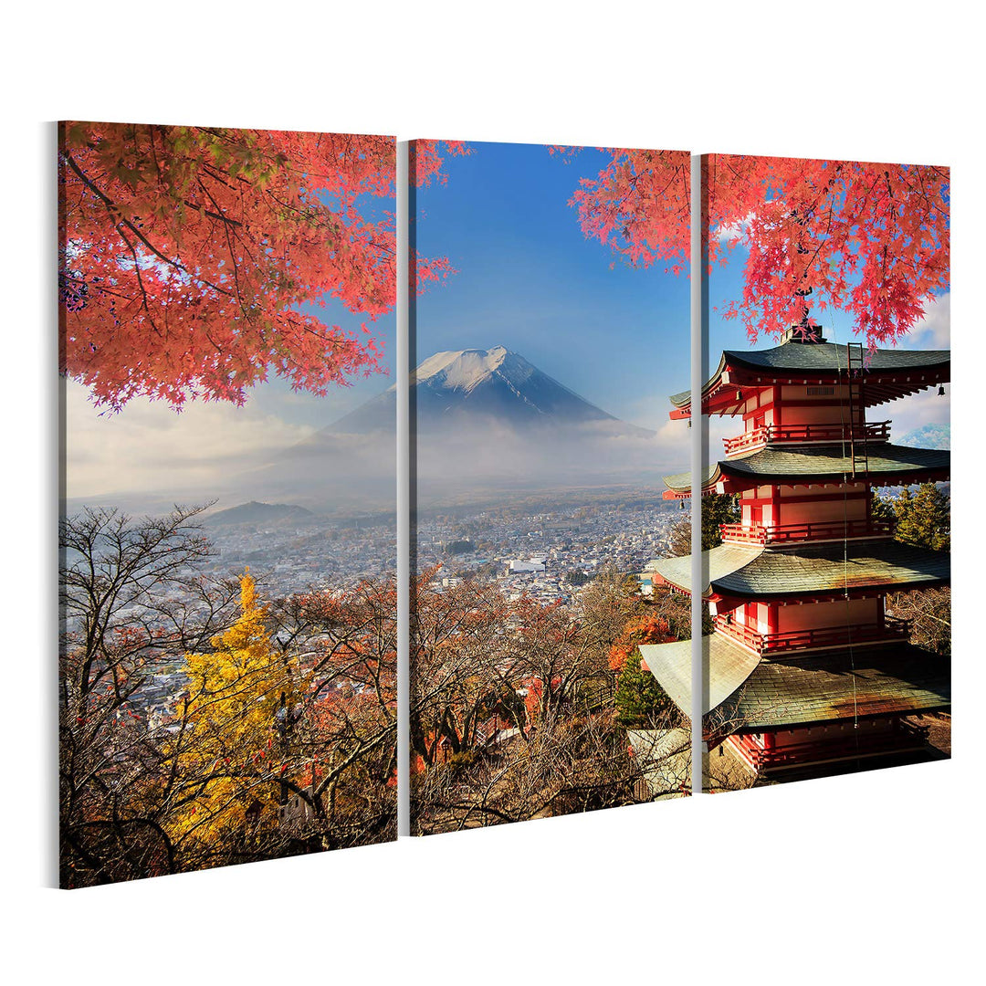 islandburner Bild Bilder auf Leinwand Mt. Fuji mit Herbstfarben in Japan. Wandbild, Poster, Leinwand