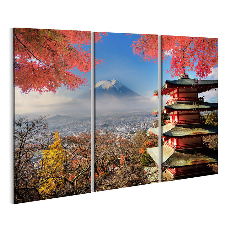 islandburner Bild Bilder auf Leinwand Mt. Fuji mit Herbstfarben in Japan. Wandbild, Poster, Leinwand
