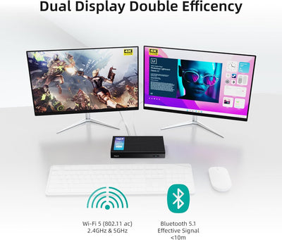 MeLE Mini PC, Quieter3Q Celeron N5105 8GB 128GB Windows 11 Pro Micro Computer Lüfterlose Kleine Desk