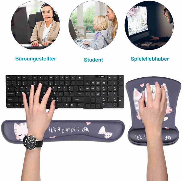 AOKSUNOVA Mauspad mit Gelkissen Motiv Handballenauflage für Tastatur Ergonomisches Mousepad mit Hand