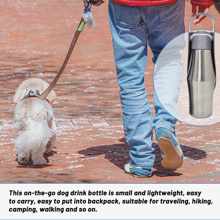 Wasserflasche für Hunde, ZoneYan 750 ml Edelstahl Hundetrinkflasche für Unterwegs, Tragbare Trinkfla