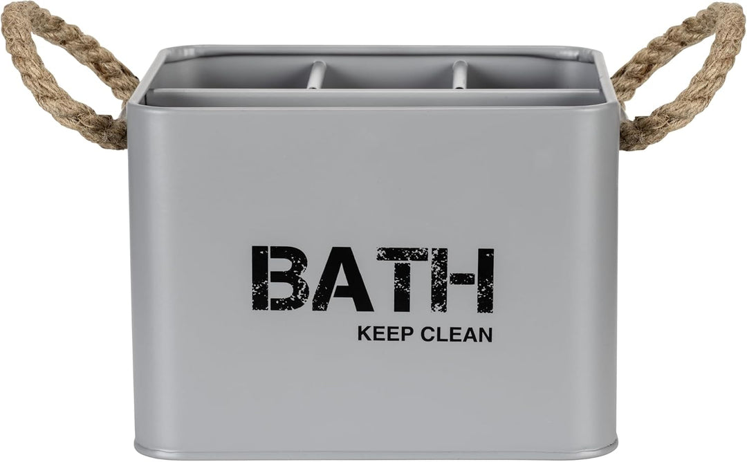 WENKO Badbox Gara mit 4 Fächern Grau - Aufbewahrungsbox, Badkorb, Stahl, 19 x 12.5 x 13 cm, Grau, Gr