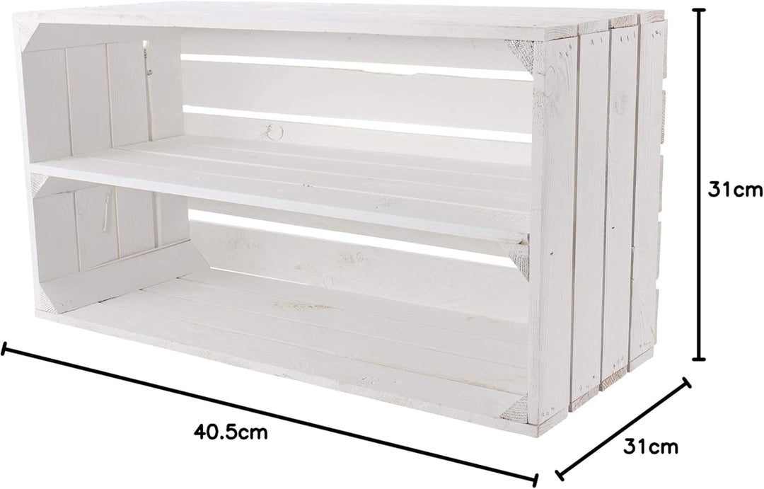 XXL weisse Shabby Chic Holzkiste für Schuhregale (2er Set)