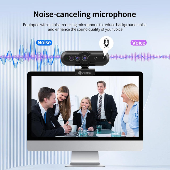 2K Windows Hello Webcam mit Mikrofon, 5MP Webcam USB Plug and Play, Geräuschreduzierendes Mikrofon,