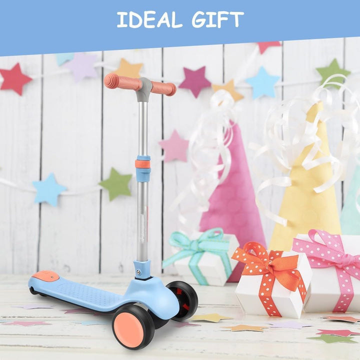 Kinderroller ab 3 Jahren, Roller Kinder mit LED-Rädern, Faltbare Kinderscooter für 3-10 Jahren Blau,