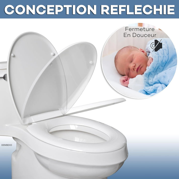 Dembexo® - Premium Toilettendeckel - WC Sitz mit Absenkautomatik, Weiche Schliessung, Mit Anti-Rutsc