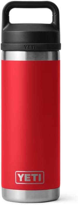 YETI Rambler Trinkflasche 18 oz (532 ml) Rescue Red – Edelstahl Trinkflasche, Wasserflasche Sport mi