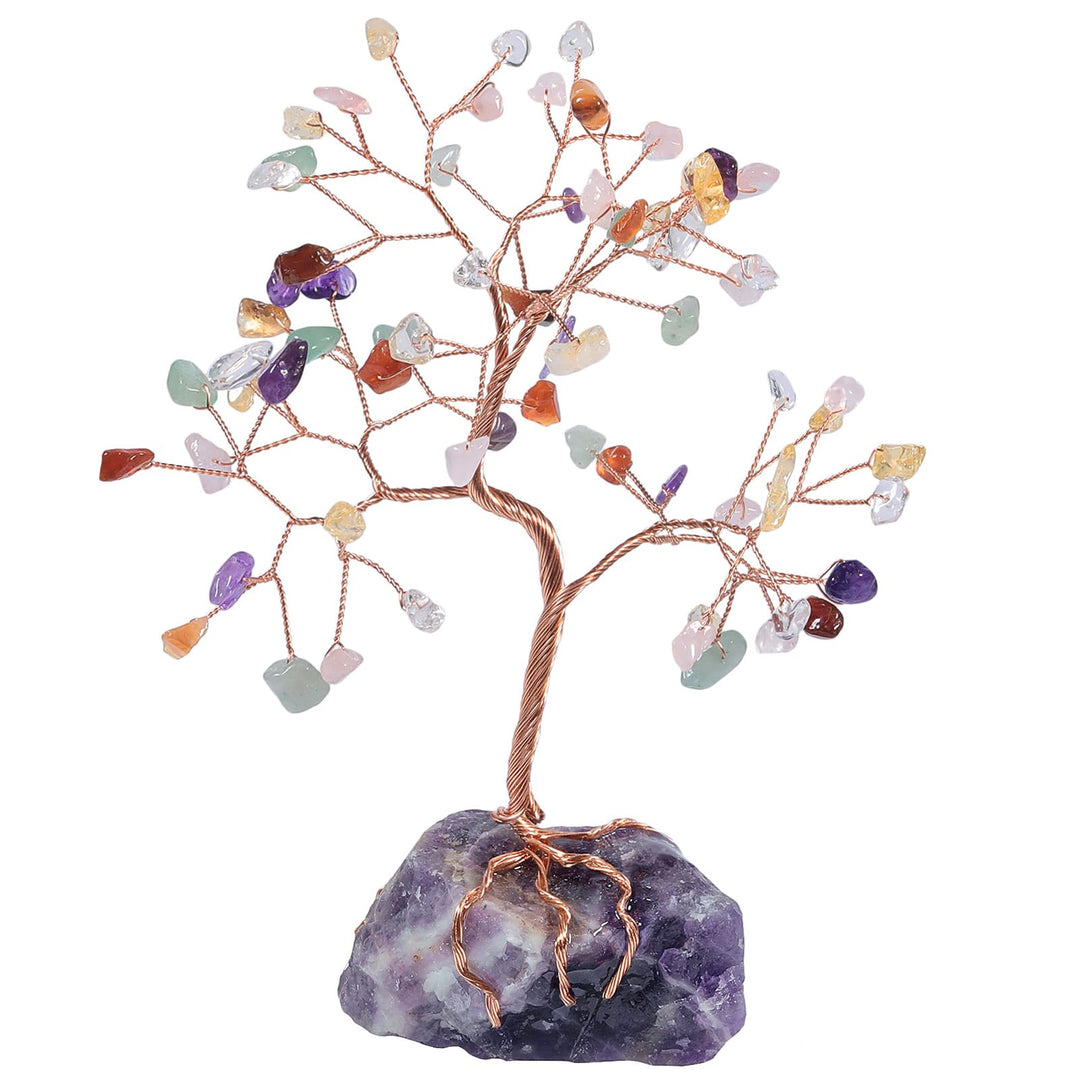 Nupuyai Kristall Edelstein Baum des Lebens Geldbaum Feng Shui Deko Glückbaum Wire Wrap Trommelsteine