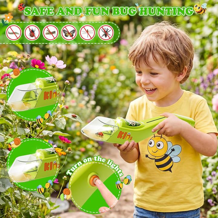 deAO Kinder Insektenfänger Set mit LED-Licht, Outdoor Abenteuerset mit Insektenhabitat Tunnel, Beche