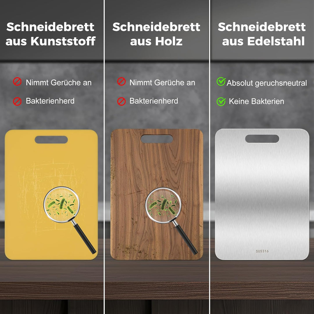 3PCS Schneidebrett Titan,BPA-freies Doppelseitiges Lebensmittel Titanium Cutting Board,S316 Schneide