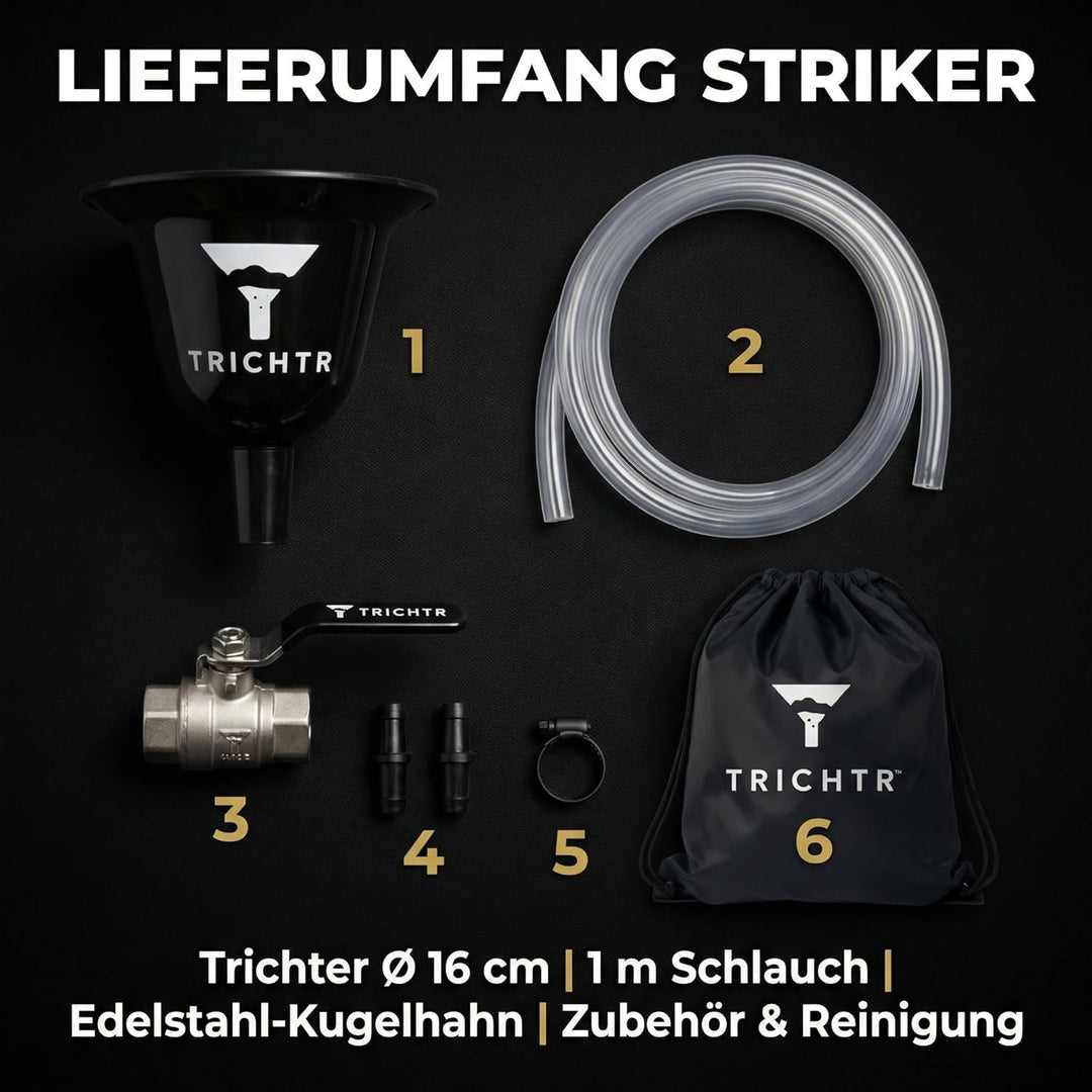 Striker – Premium Bierbong & Biertrichter mit Edelstahl-Kugelhahn – Beer Bong für JGA, Festivals & P