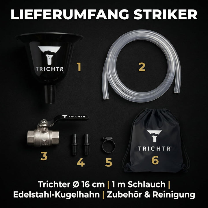 Striker – Premium Bierbong & Biertrichter mit Edelstahl-Kugelhahn – Beer Bong für JGA, Festivals & P