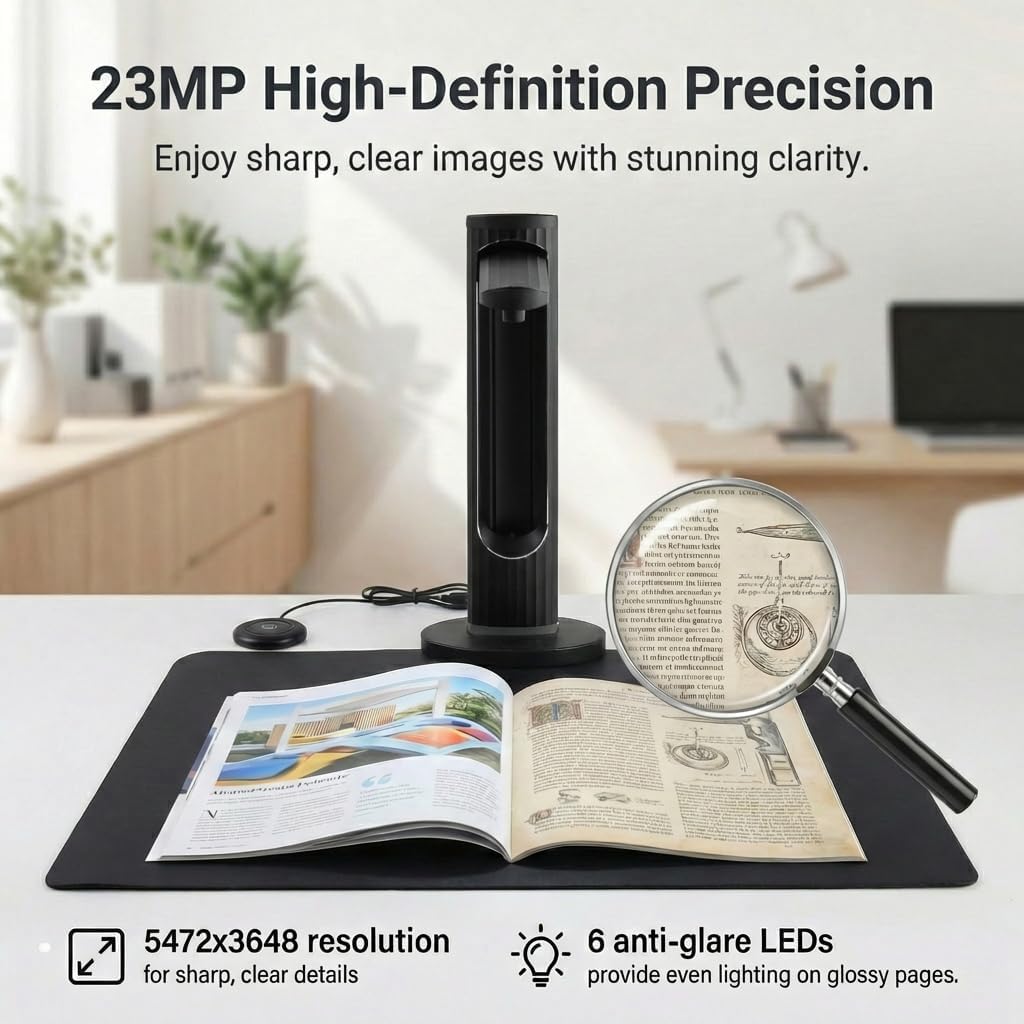 A3 Tragbarer Dokumentenscanner: 23MP Hochauflösende Kamera Auto-Flatten Laser-Positionierung Kompati