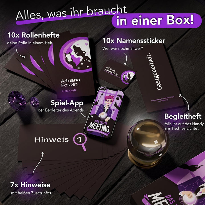 CRIMECASES Krimidinner 8-10 Personen | Spannendes Krimidinner Das letzte Meeting | Das schaurig-heit