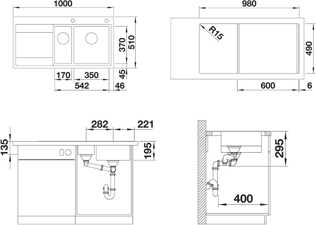 BLANCO DIVON II 6 S-IF | Edelstahl | Einbauart: Einbau von Oben & Flächenbündig | Hauptbecken links