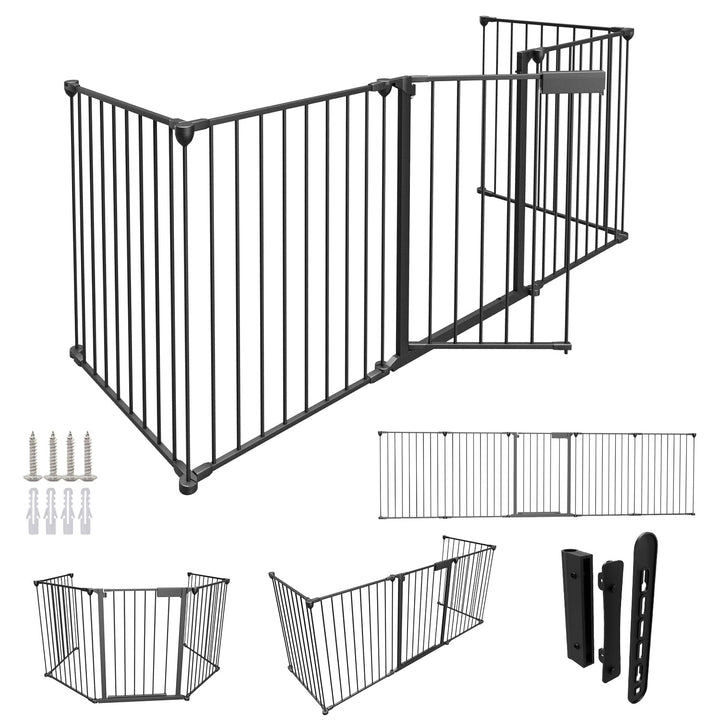 Randaco Kaminschutzgitter mit Tür 310cm,Baby Absperrgitter Metall Ofenschutzgitter Kamingitter,Tiers