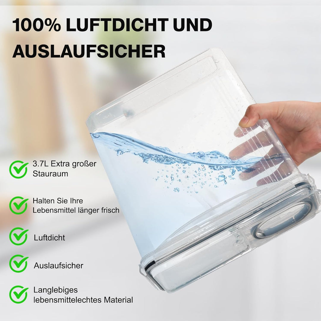 YASHE 6 Stücke Vorratsdosen Set 3.7L, Vorratsdosen mit Deckel Luftdicht, Kunststoff BPA freie Küche