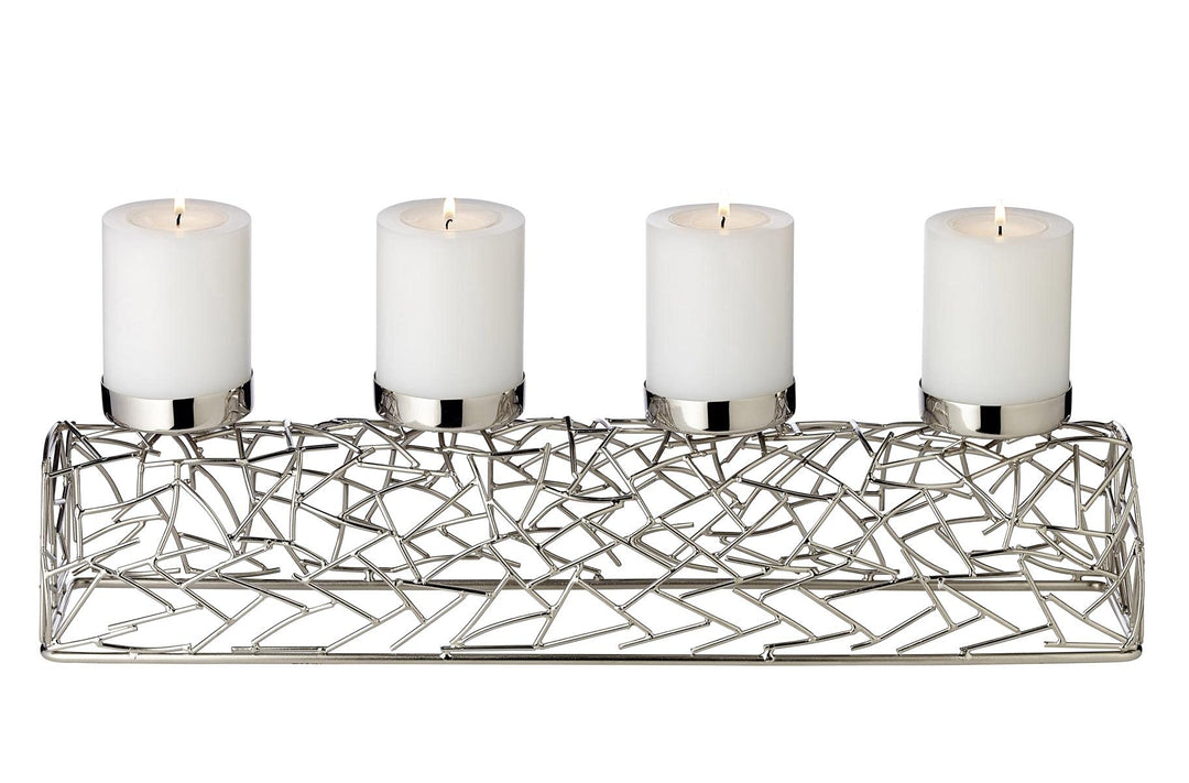 EDZARD Adventskerzenhalter Milano Silber, Messing vernickelt, modernes AST-Design, Länge 44 cm, Adve