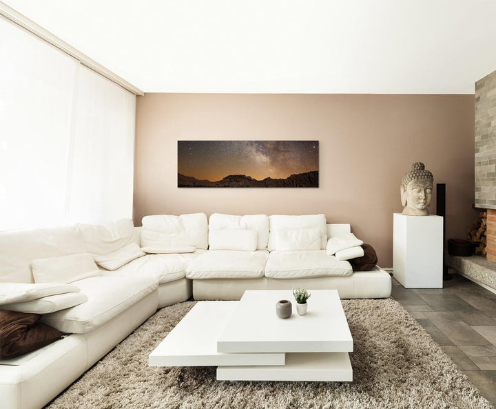 Paul Sinus Art Panorama Fotoleinwand 120x40cm Landschaftsfotografie – Milchstrasse über Bardenas, Sp