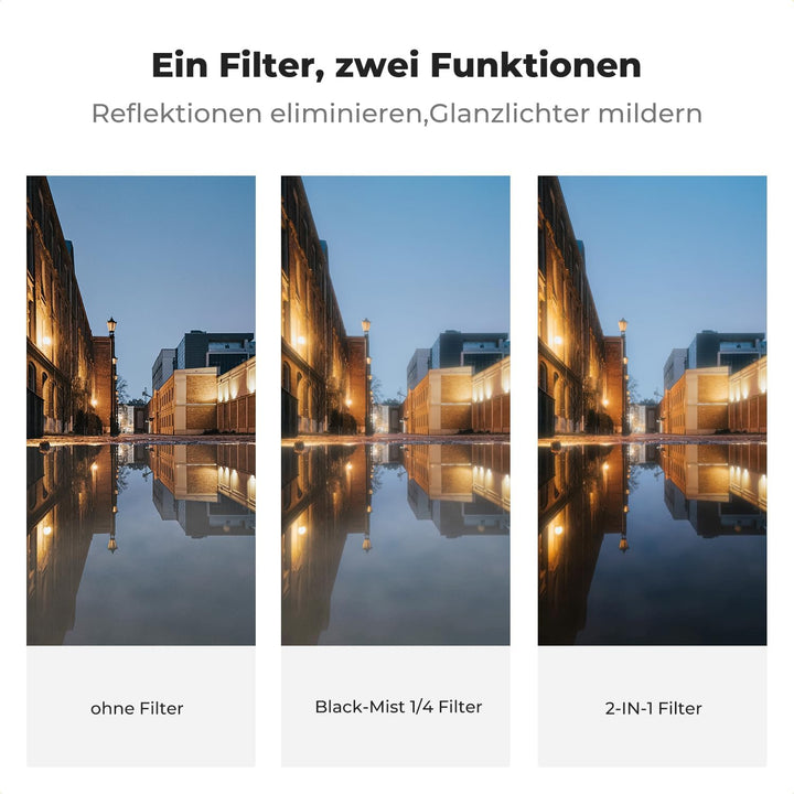 K&F Concept Nano-K Serie 2-IN-1 Filter Black-Mist 1/4 Filter&Polfilter 52mm,Promist Filter&CPL Filte