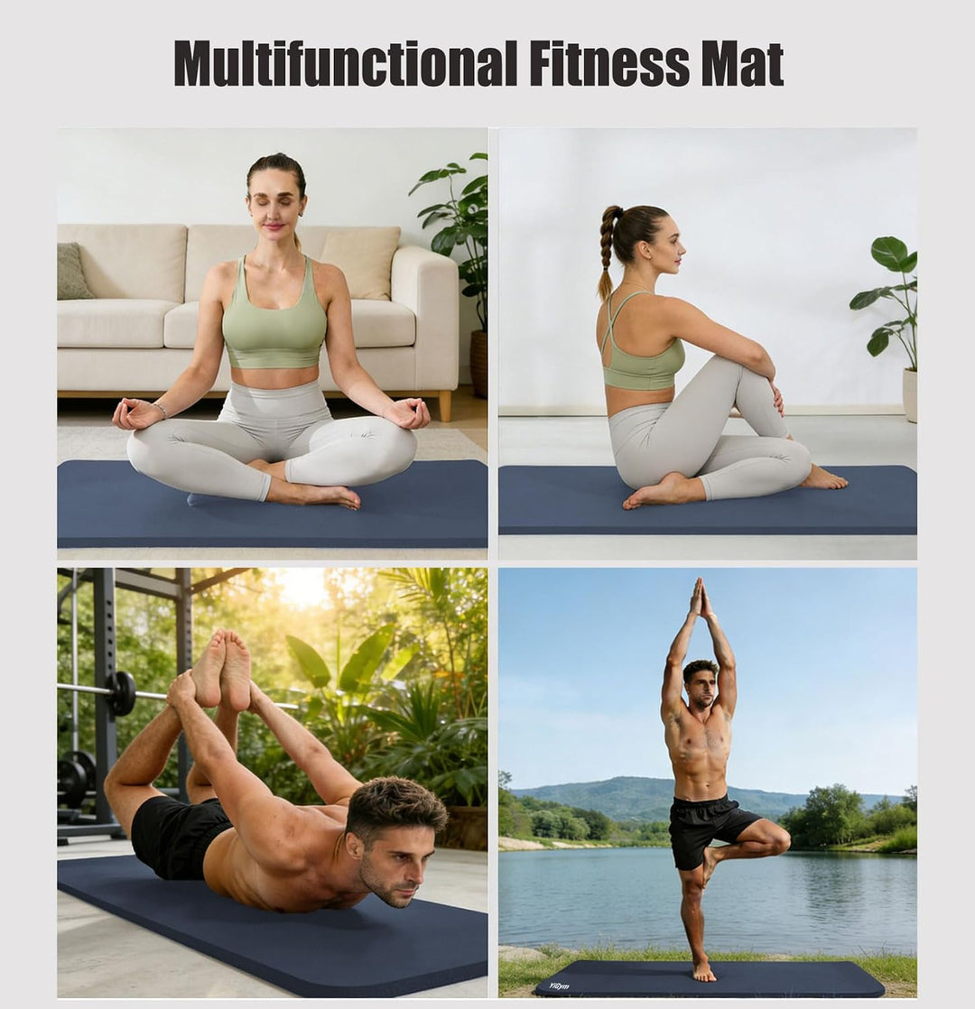 Gymnastikmatte 195x90cm Gross Yogamatte 10/15mm Dicke XL Fitnessmatte | Mit Tragegurt und Tasche, Ru