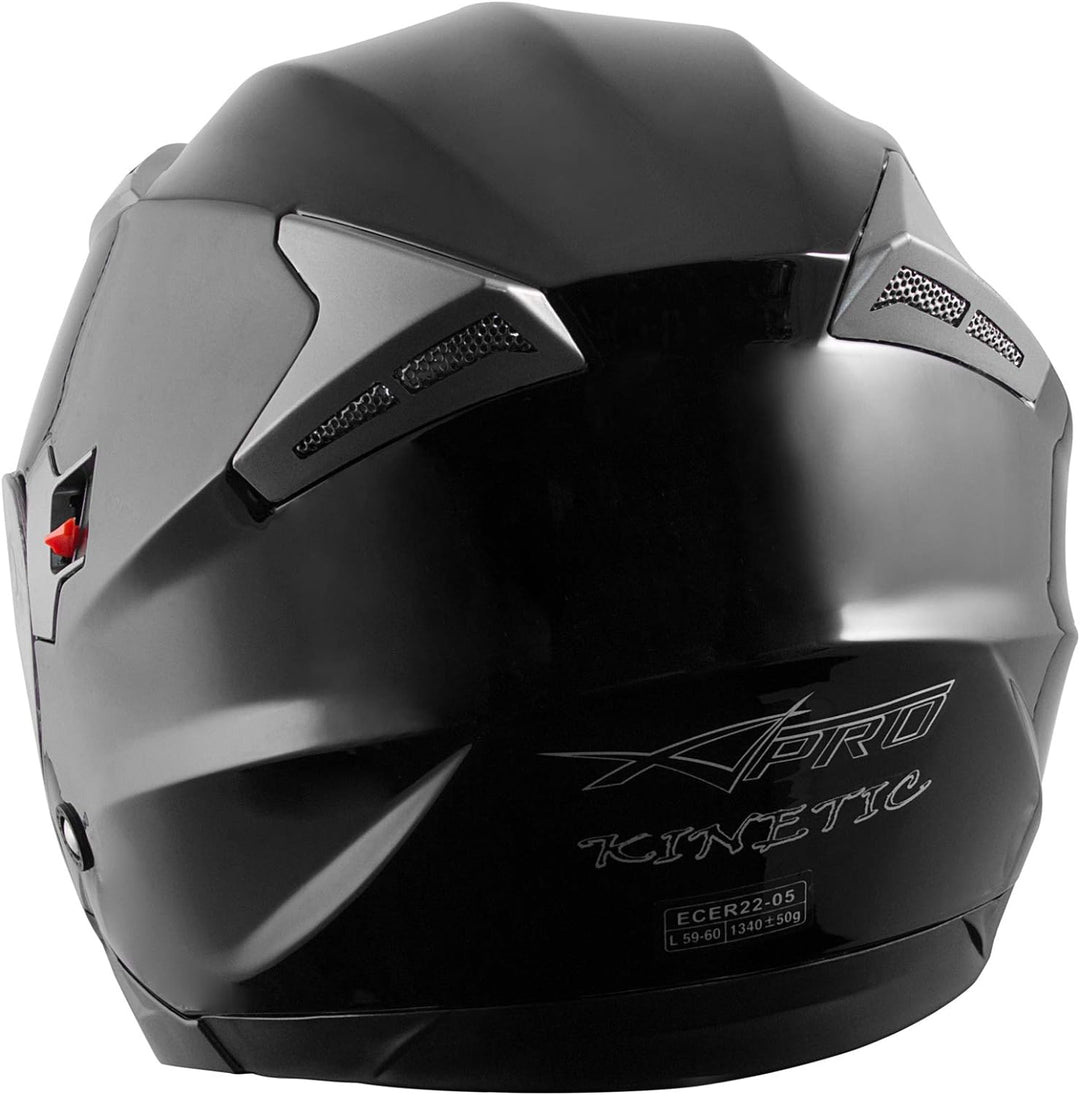 Motorradhelm Helm Sturzhelm Jethelm Roller Innensonnenblende Visier 61-62 cm (XL) Schwarz, 61-62 cm