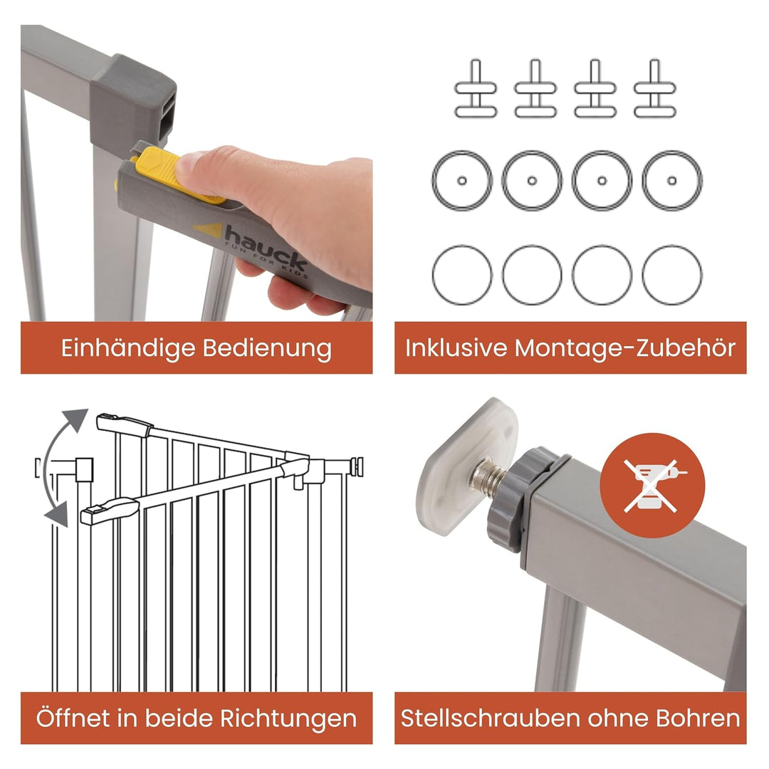 Hauck Treppenschutzgitter / Türschutzgitter Stop N Safe 2 incl. 21 cm Verlängerung, für Breiten 96 -