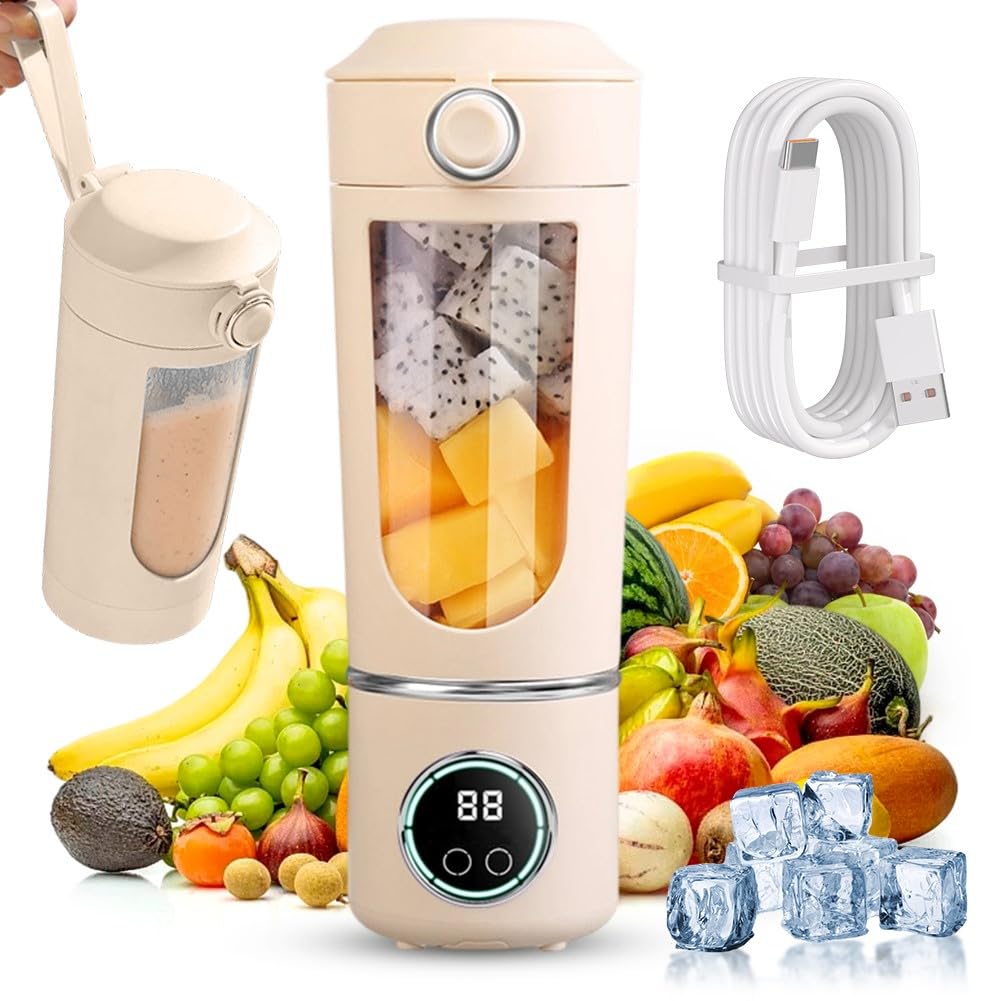 Tragbarer Mixer Smoothie Maker To Go 700ml, Mini Standmixer Tragbar mit 12 Edelstahlklingen, USB Wie