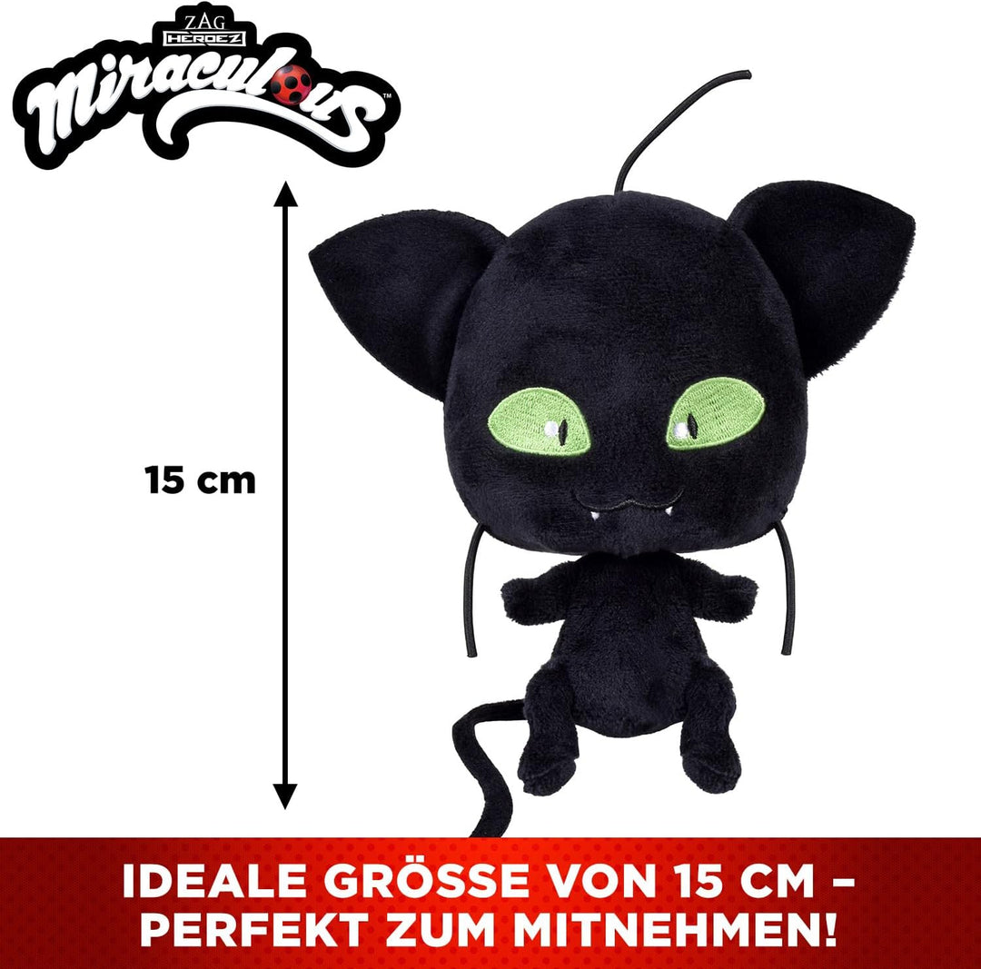 BANDAI - Miraculous Ladybug - Weiches Stofftier 15cm - Plagg - P50692, Plagg