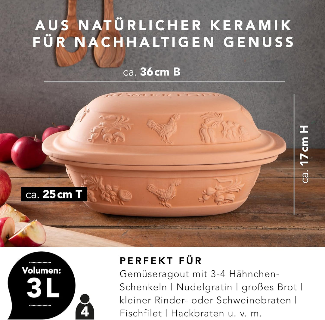 Römertopf Bräter, Ton, Terrakotta, 38 cm 2.5 Kg, 2.5 Kg