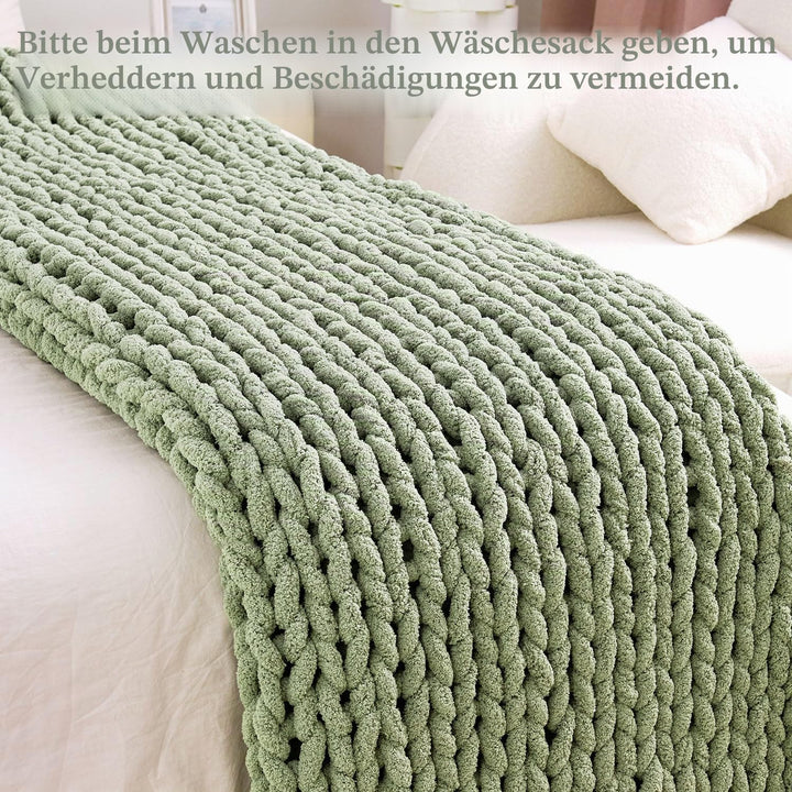 Admitrack Grobstrick-Decke, Überwurf, 100% Handgestrickte Chenille-Überwurfdecke für Sofa und Heimde