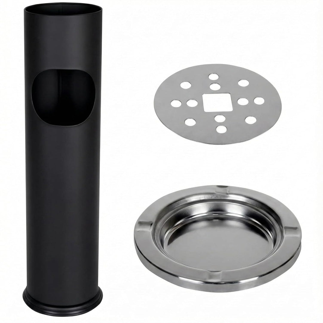 2-in-1 Mülleimer für draussen 58 cm, Schwarz. Schwarz 58 CM, Schwarz 58 CM