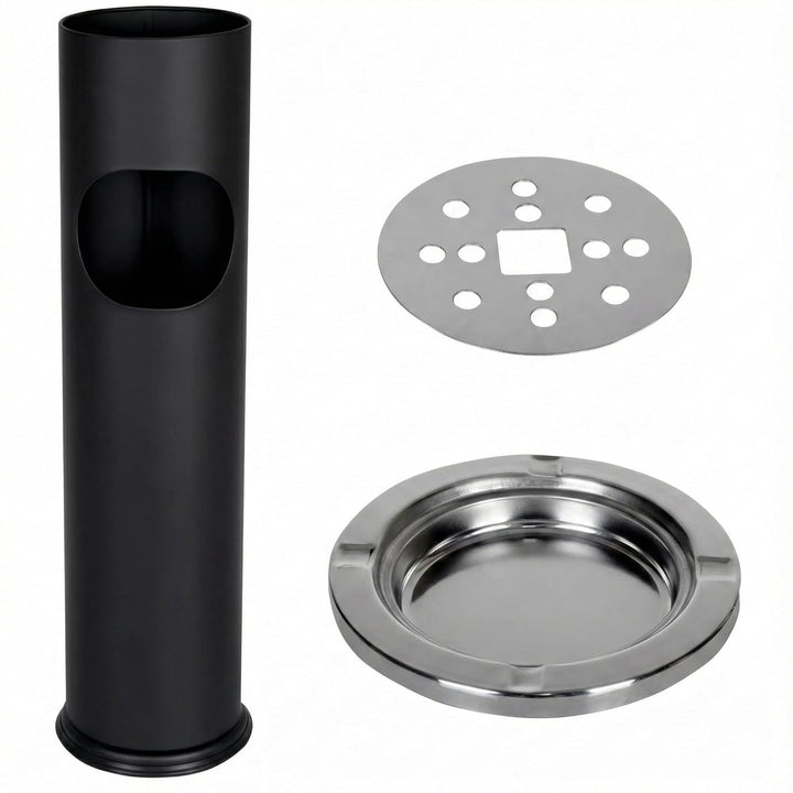 2-in-1 Mülleimer für draussen 58 cm, Schwarz. Schwarz 58 CM, Schwarz 58 CM