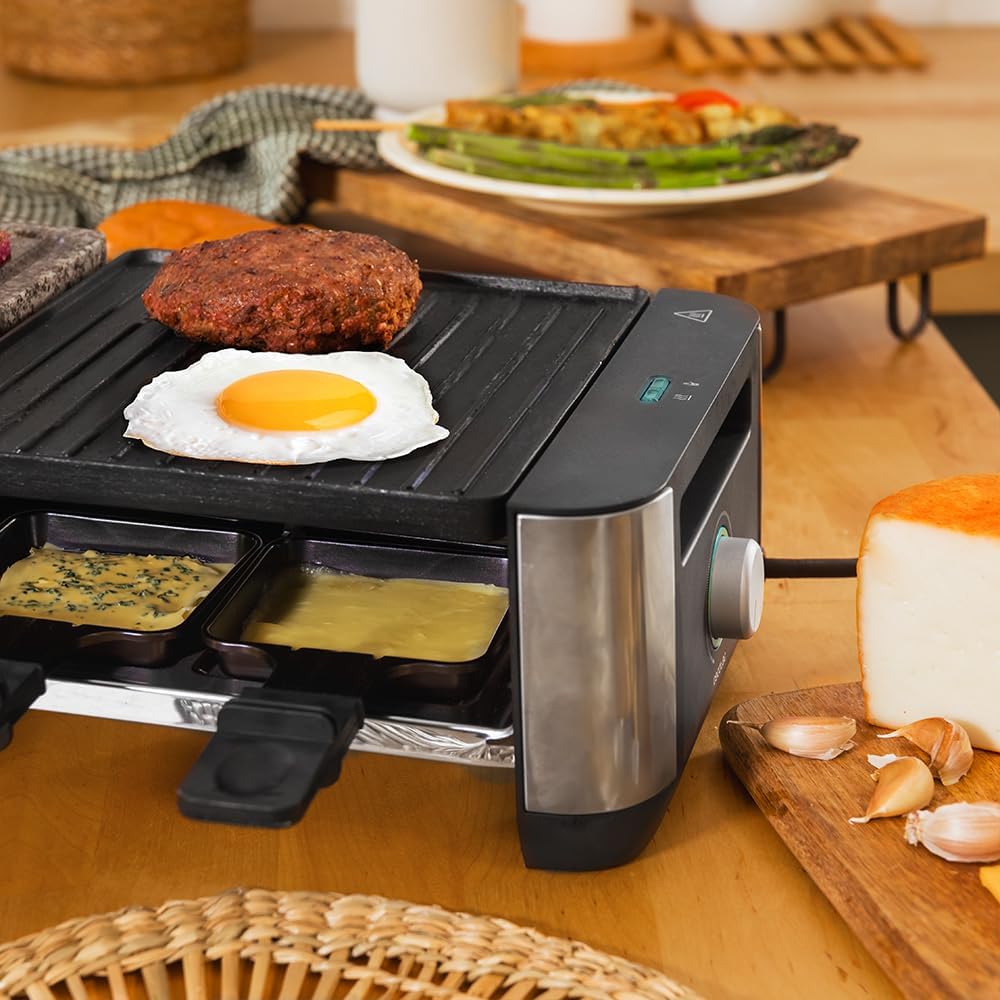 Cecotec Raclette Cheese&Grill 16000 Inox MixGrill, 8 Personen, 1400 W Grill, einstellbares Thermosta