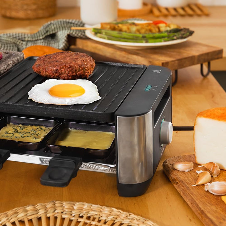Cecotec Raclette Cheese&Grill 16000 Inox MixGrill, 8 Personen, 1400 W Grill, einstellbares Thermosta