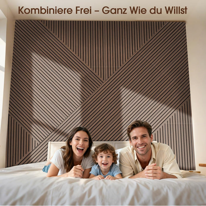 Akustikpaneele Holz, 2 Stück 120x60cm (1,44㎡), Wandpaneele Holzoptik, Hervorragende Schallabsorption