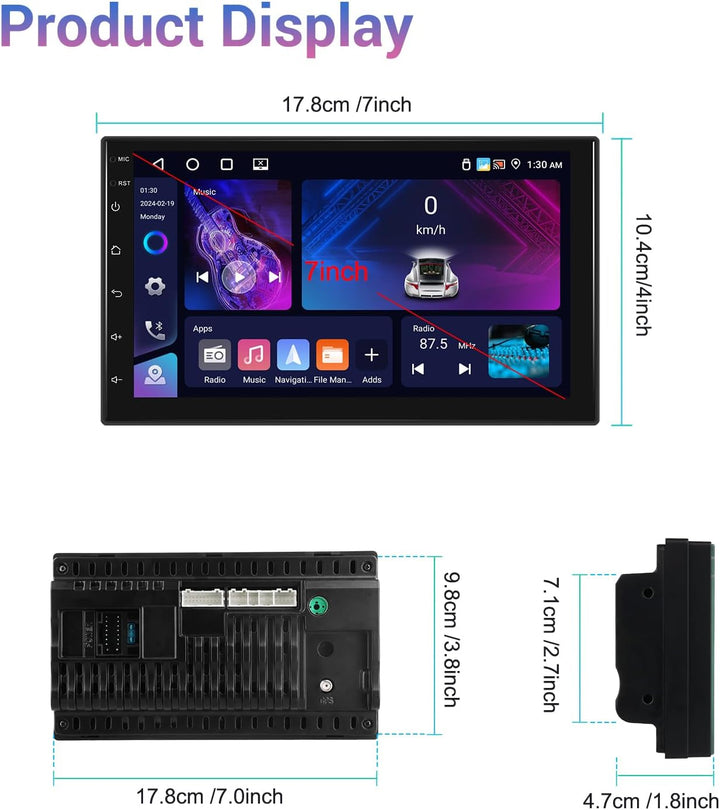 Rimoody 4G+64G Wireless Carplay Android 13 Autoradio 2 Din 7 Zoll Touchscreen Autoradio mit Android