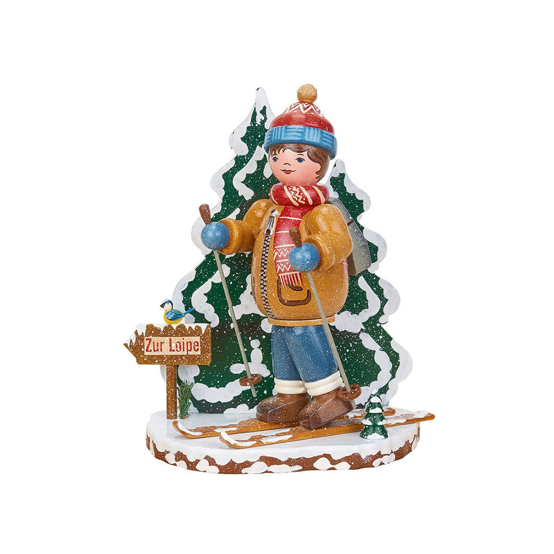 Räuchermann - Winterkind Schneeschuhfahrer - 20cm - Original Erzgebirge Räuchermann - Hubrig Volksku