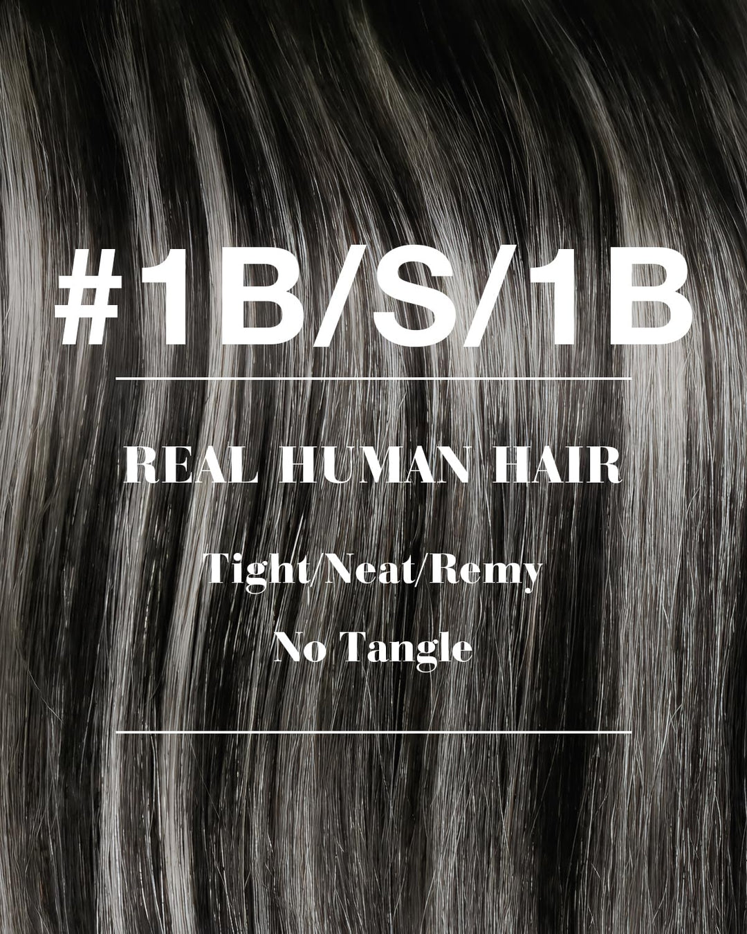 Hetto Tressen Echthaar, Balayage Naturschwarz mit Silber, 35cm, 80g | 100% Remy Haar, Stylbar, knote