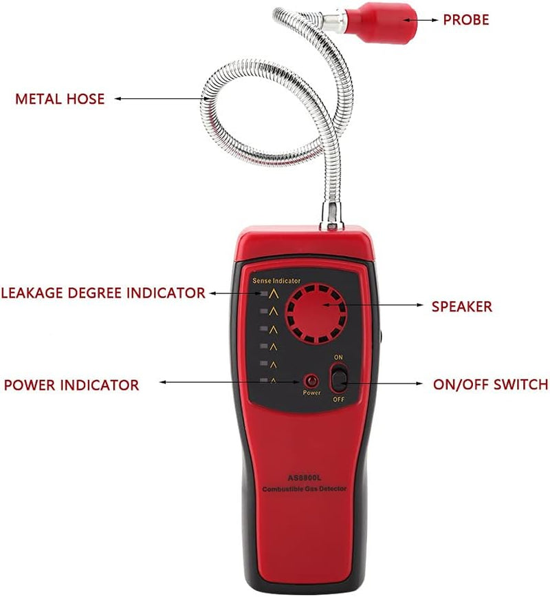 Leckanzeiger für Brennbare Gase Tragbarer Gasschnüffler mit Ton- und Lichtalarm zum Erkennen von Met